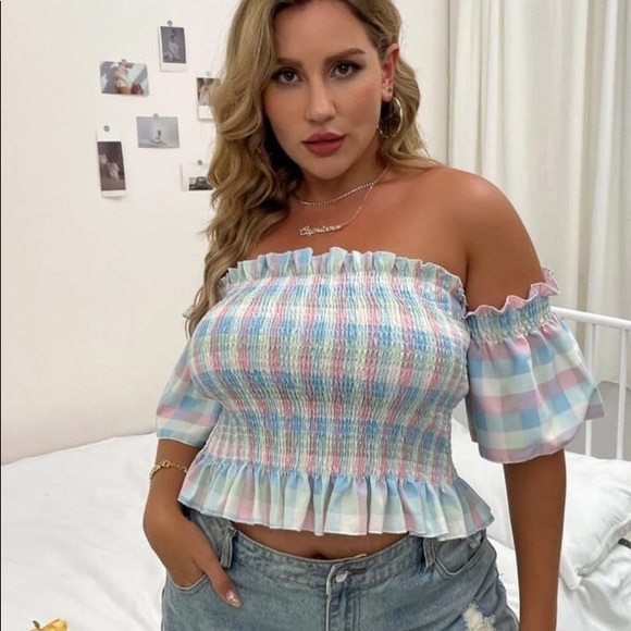 Shein shirred peplum pastel top - Picture 10 of 10